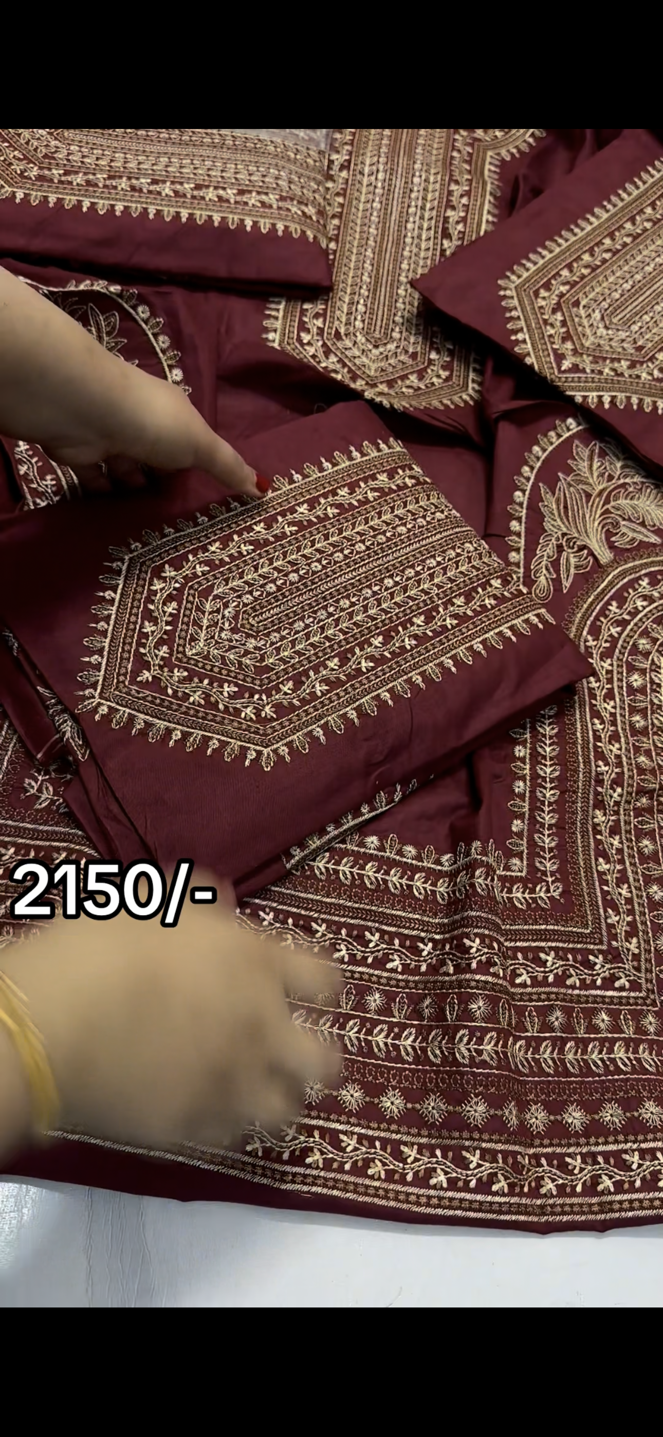 Maroon 2-Piece Embroidered Suit