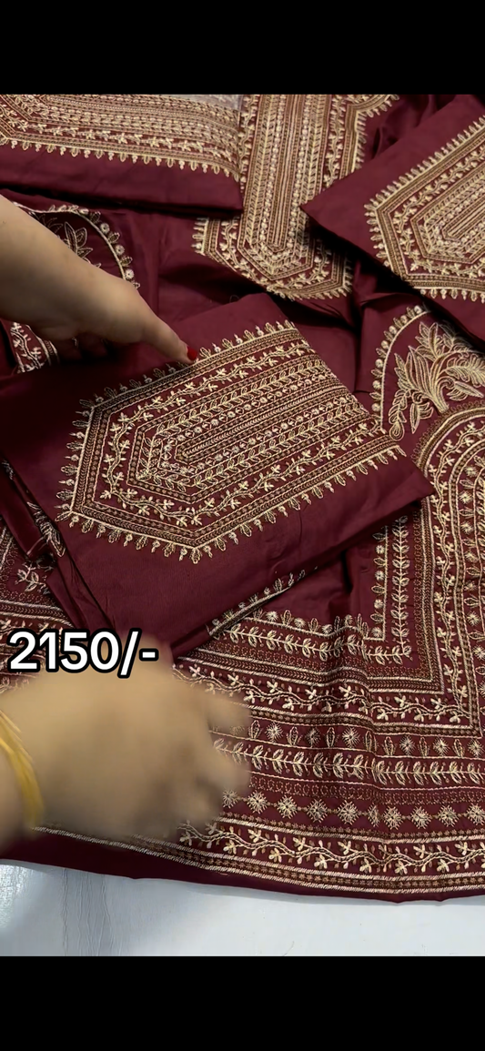 Maroon 2-Piece Embroidered Suit
