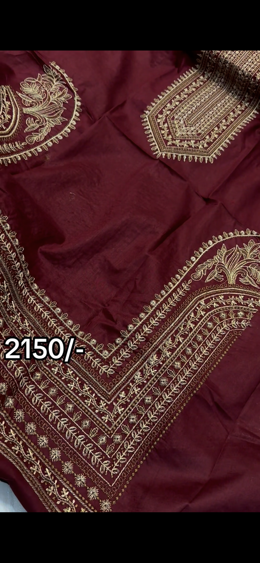 Maroon 2-Piece Embroidered Suit
