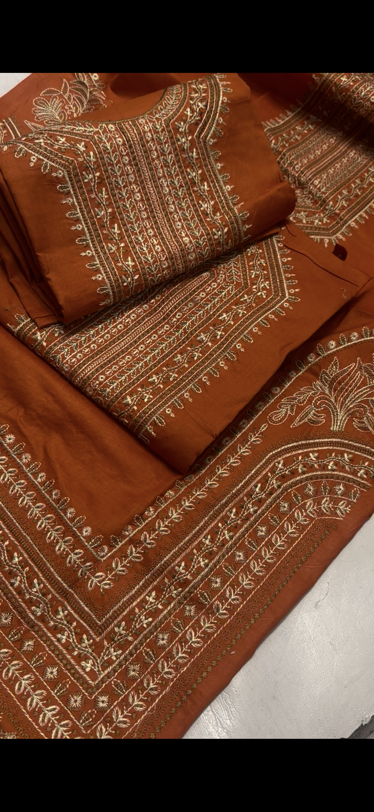 Rust Color 2PC Embroidered Suit