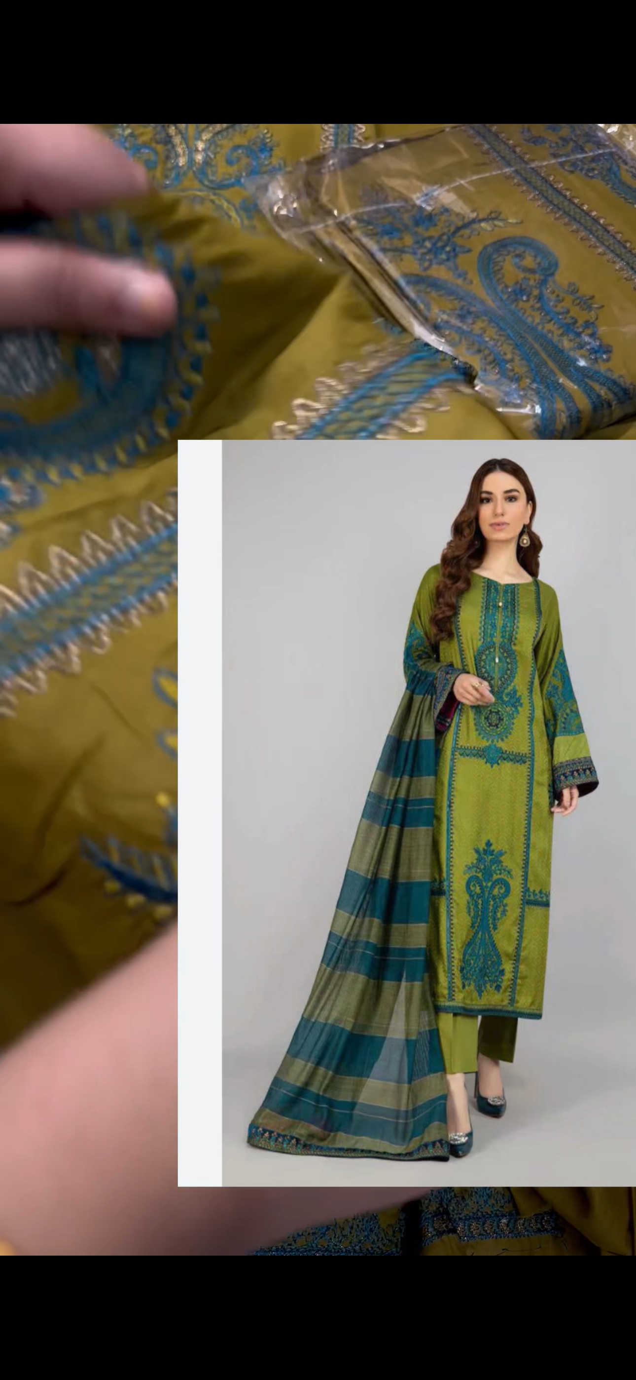 3PC Lawn Printed Suit – Olive Green