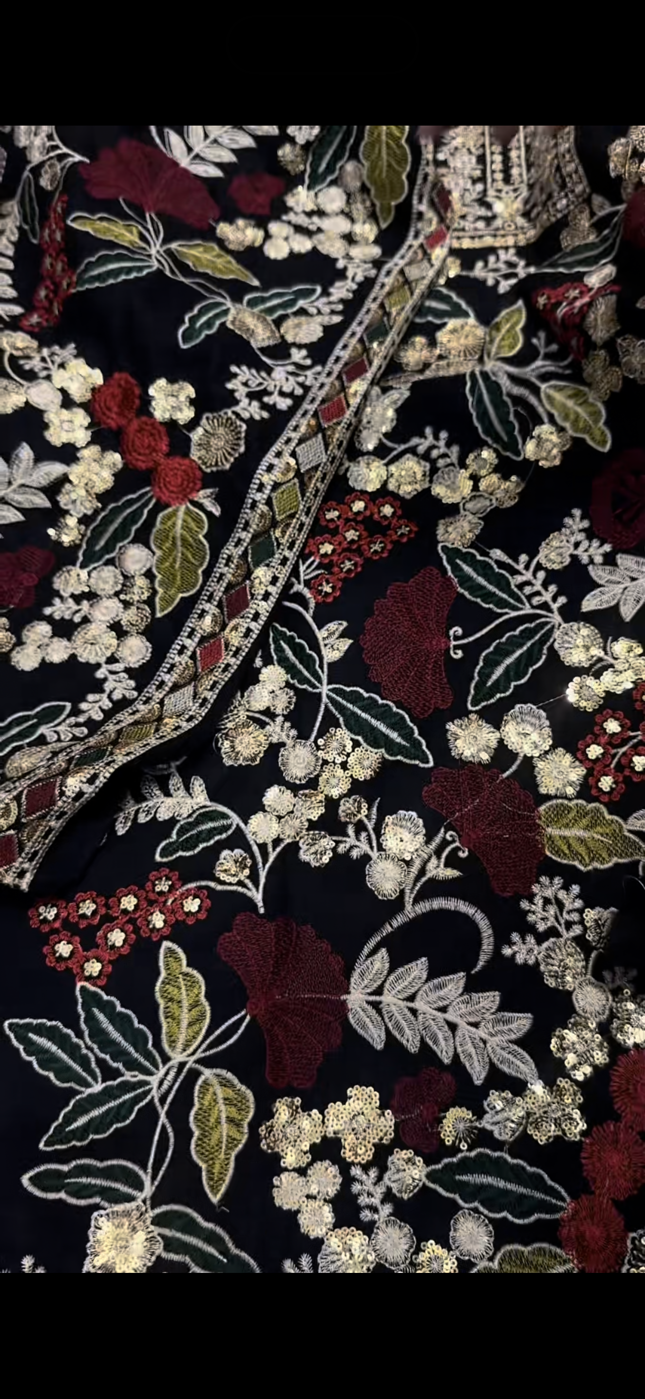 3PC Luxury Embroidered Suit – Black