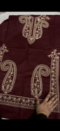 2PC Embroidered Suit – Maroon Elegance