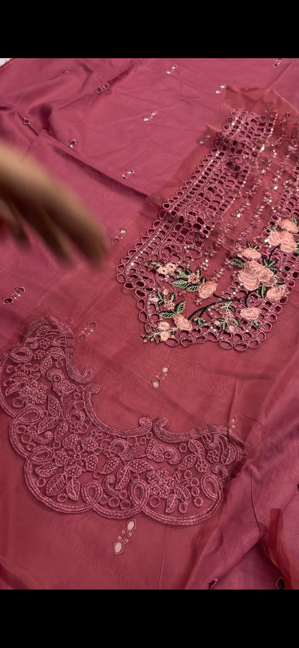 2pc Heavy Panel Embroidered Suit