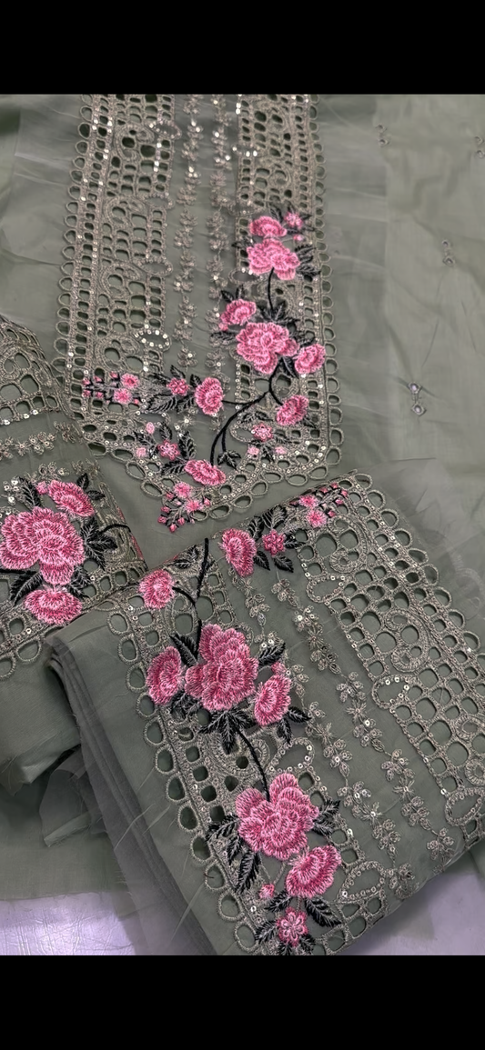 2PC Embroidered Suit penal