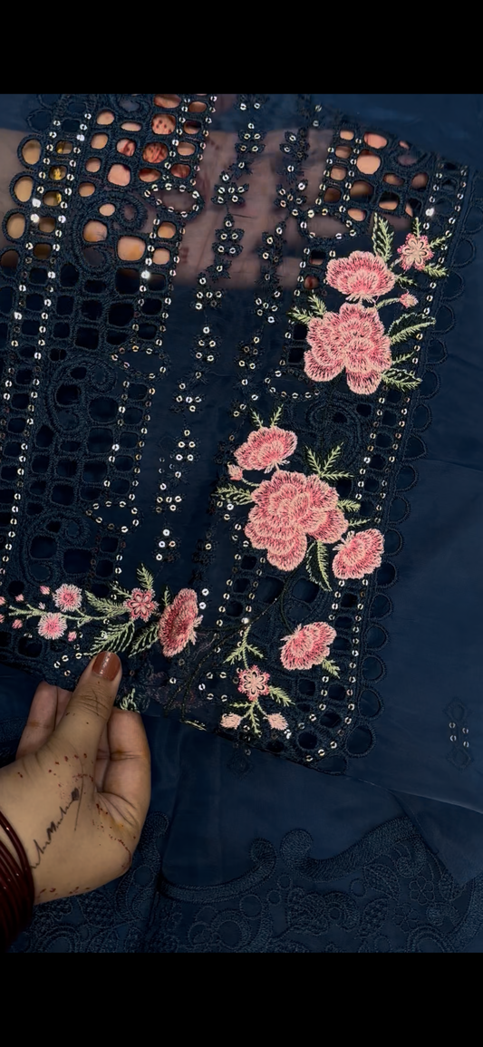 2PC Embroidered Chicken Kari Suit