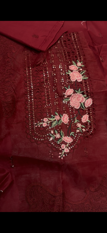 Maroon 2PC Chicken Kari Suit
