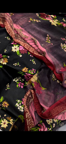Black 3-Piece Printed Suit