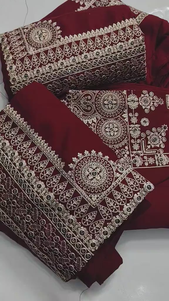 Asim Jofa 2-Piece Winter Dress – Heavy Embroidered Shirt with Plain Wool Trouser