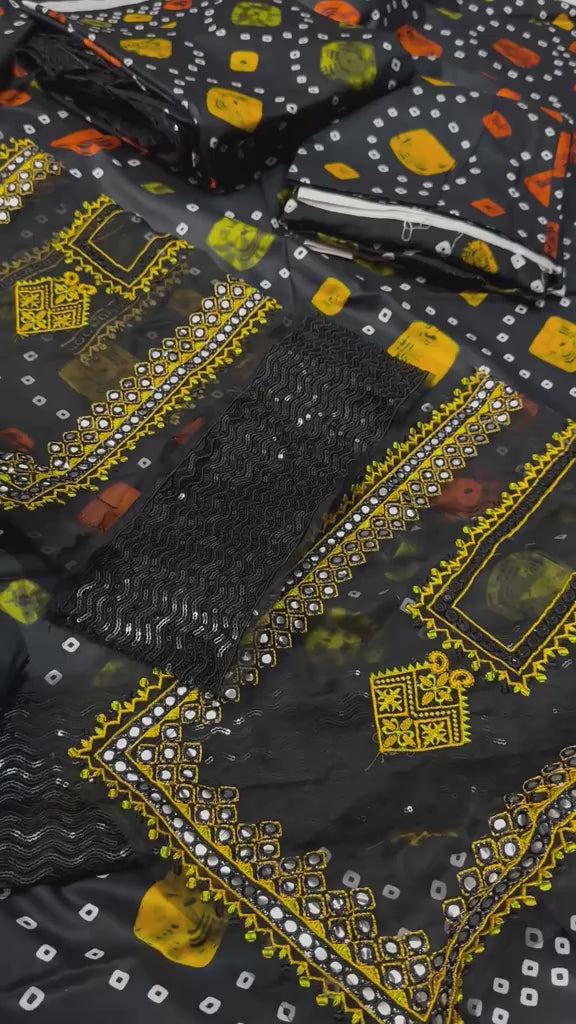 Lilen 3pc black dress chunri design