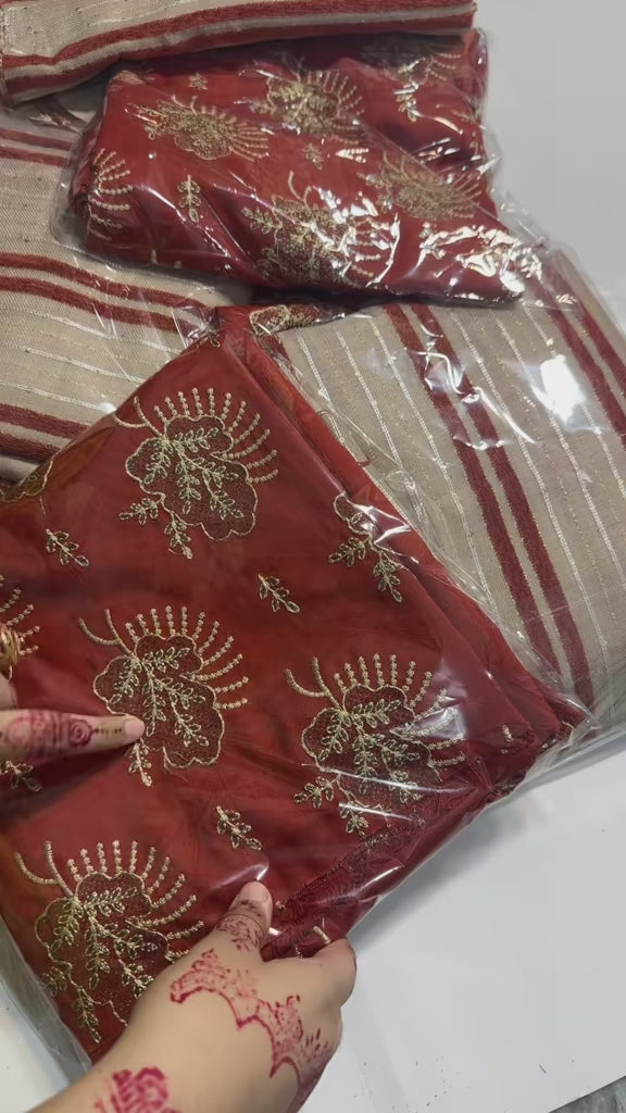 Asim jofa 3pc reasionable Rust color velvet sequence shawl