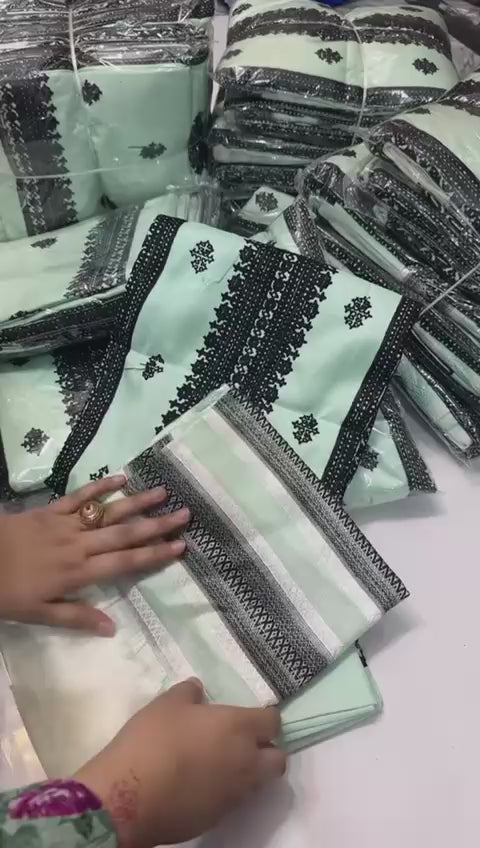 Luxury Khadi Khaddar 3-Piece Embroidered Suit – Front Full Heavy Embroidery with Matching Shawl