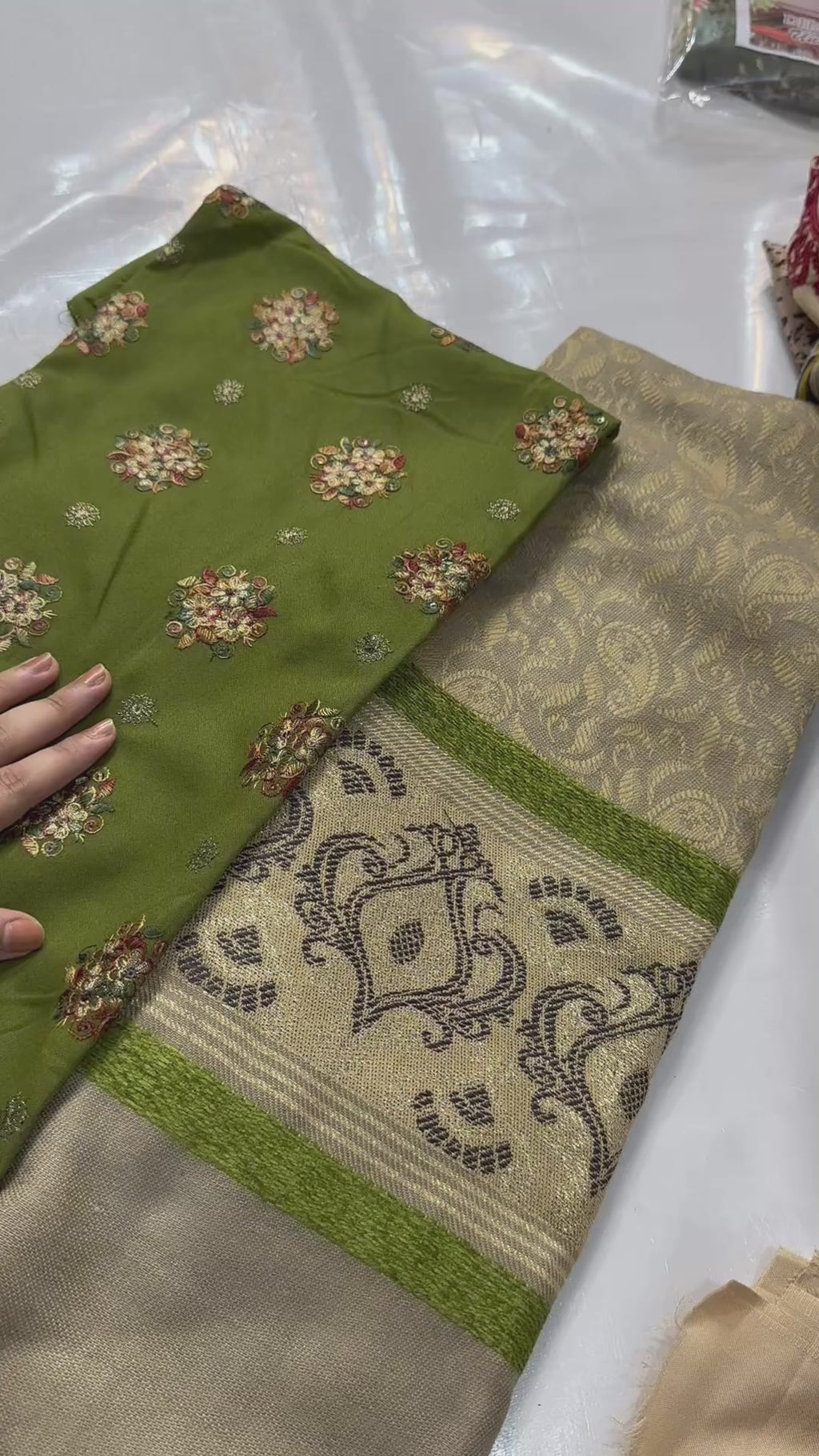 Asim jofa 3piece Multi embroidered pashmina wool jacard shawl velvet