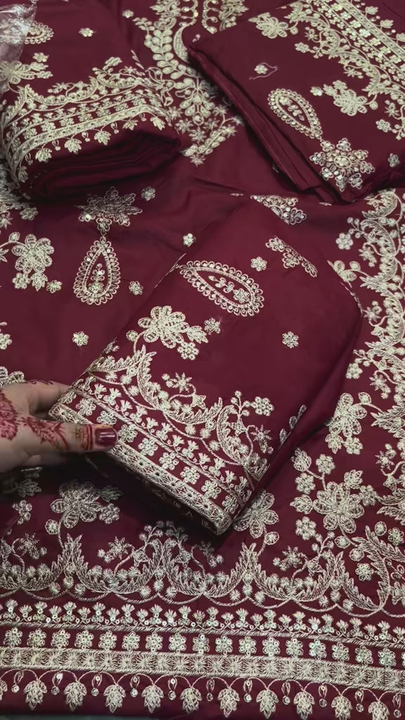 Maroon hit Embroidered suit