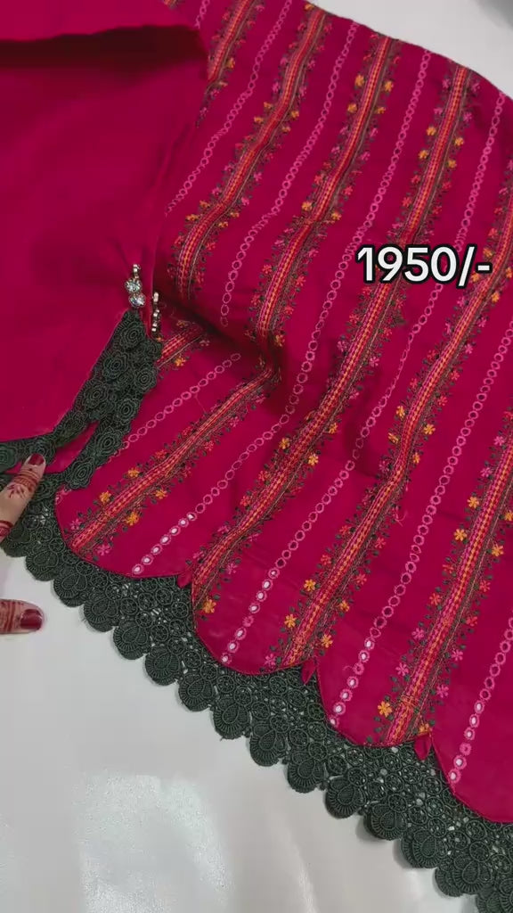 Shocking pink hit Chicken kari (unstiched)