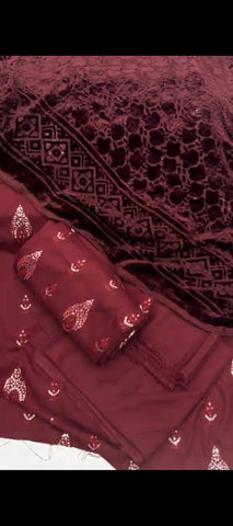 3PC Embroidered Suit with Palachi Shawl ✨