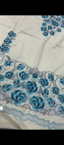 🤍💙 Sky Blue Serenity – Cutwork Dhanak 3-Piece Winter Suit