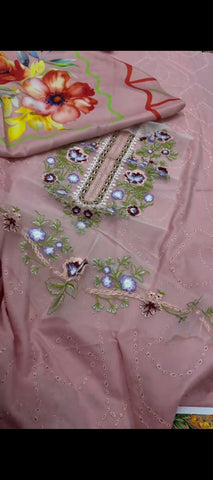 🌸 Baby Pink Elegance – 3PC Chicken Kari Winter Suit 🌸