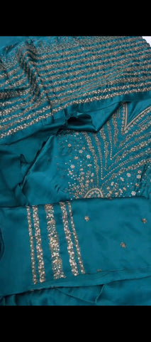 Teal Elegance — 2PC Silk Embroidered Article ✨