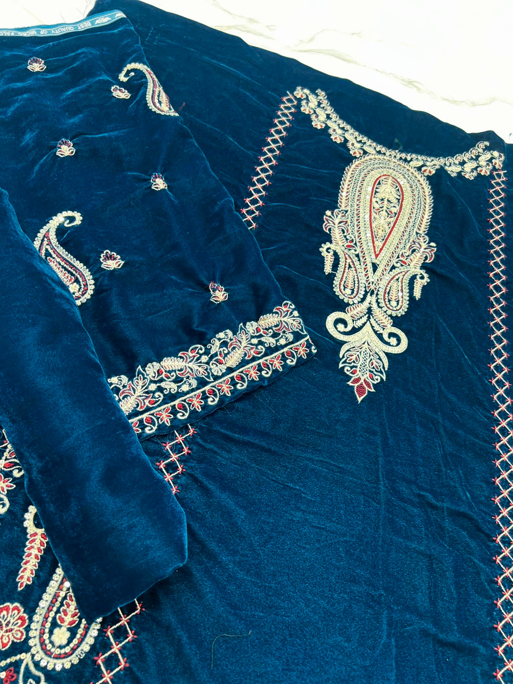 ✨ Velvet Elegance – 1 Piece Embroidered velvet Shirt ✨