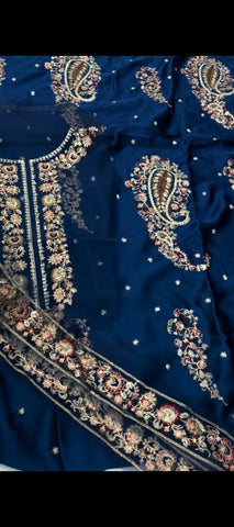 ✨ Midnight Heritage — 2PC Silk Embroidered Suit 👗