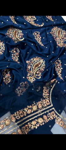 ✨ Midnight Heritage — 2PC Silk Embroidered Suit 👗