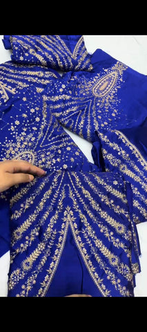 ✨ Royal Blue Luxe — 2 Pc Silk Embroidered Suit ✨