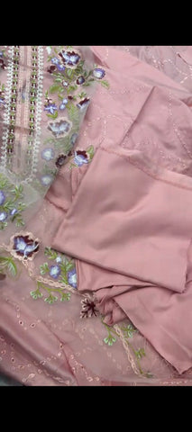 🌸 COCO Blush Pink Embroidered 3-Piece Dhanak Suit