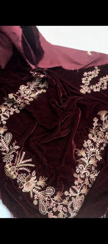 ✨ Royal Maroon Velvet 3-Piece Luxury Suit