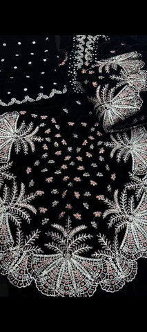 🖤 Midnight Elegance – Luxury Black Velvet Embroidered Suit