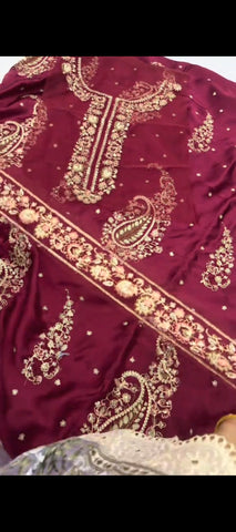 ✨ Berry Wine — 2 Pc Silk Embroidered Suik suit