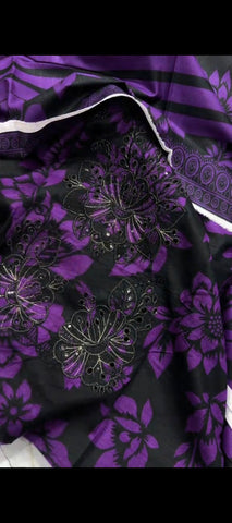 🖤💜 Royal Purple Bloom – Embroidered Khaddar 3 pc Winter Suit