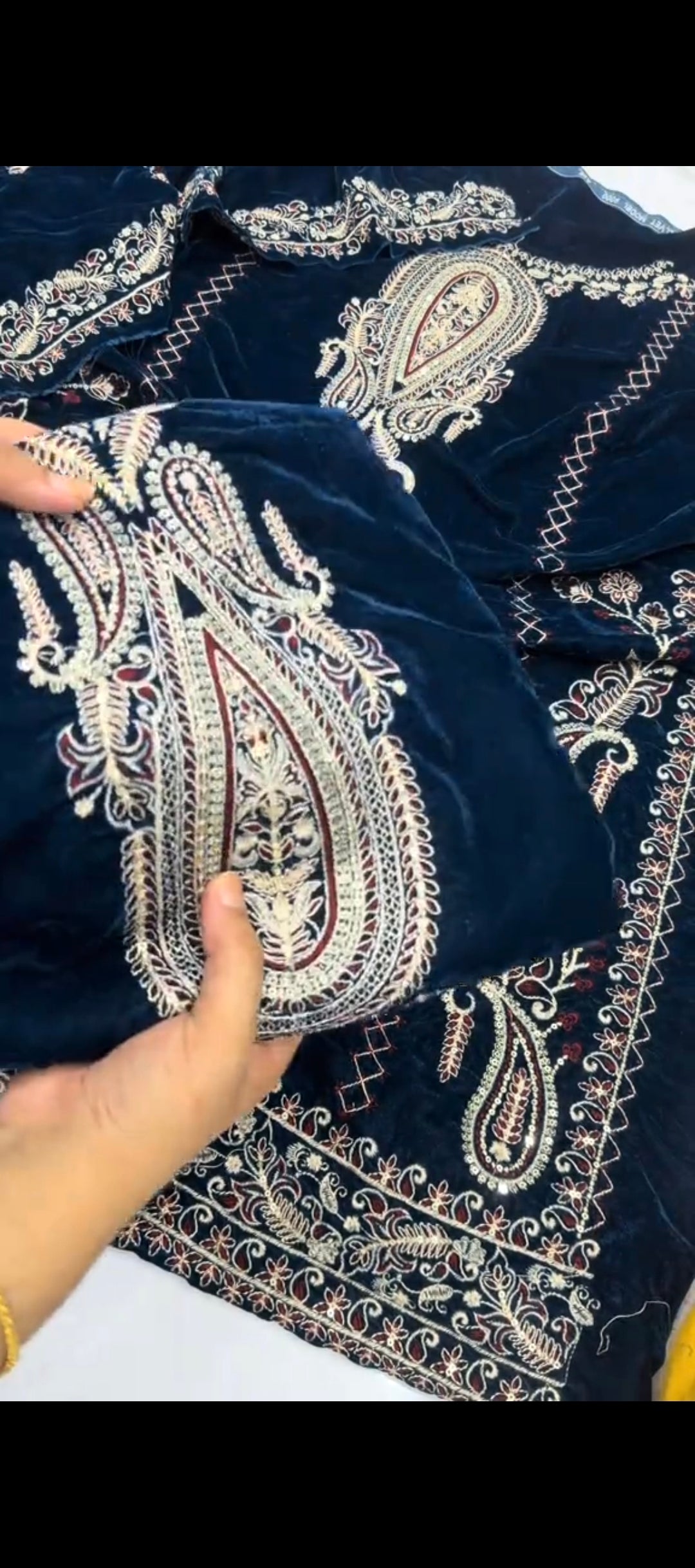 ✨ Velvet Elegance – 1 Piece Embroidered velvet Shirt ✨