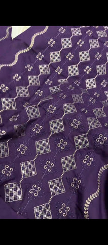💜 Royal Purple & Skin 3-Piece Dhanak Wool Suit with Velvet Shawl