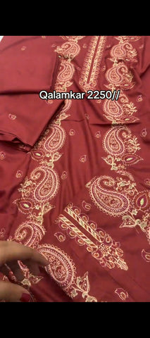 🍷✨ BEETROOT BLOOM — 2-PIECE EMBROIDERED QALAMKAR SUIT