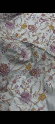 🌸 Soft Ice Blue Floral Thread Embroidered 2PC Silk Suit with Elegant Botanical Pattern & Matching Trouser  ✨