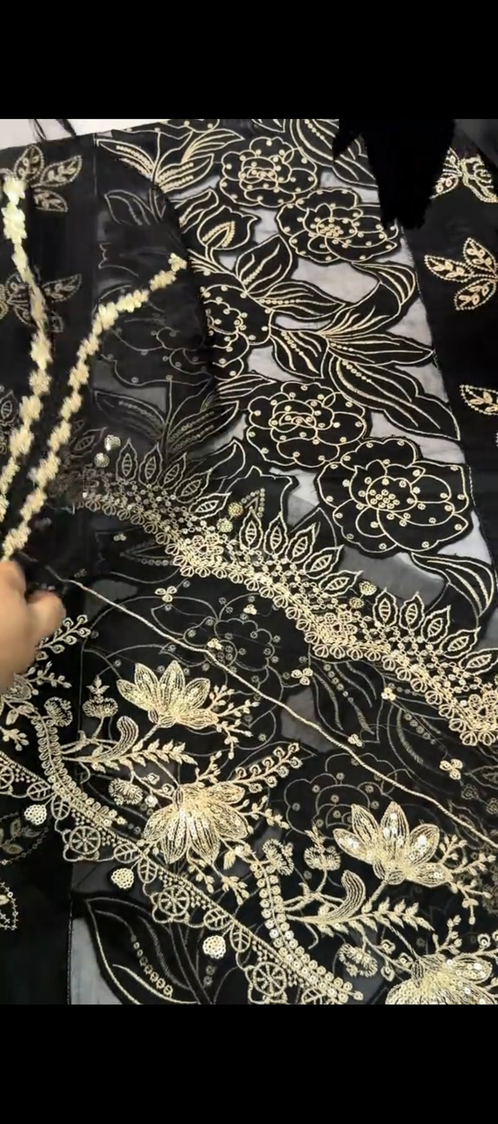2-Piece Black Laser Cut Embroidered Suit