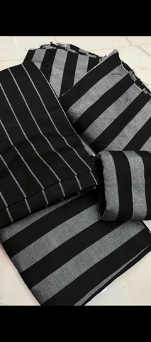 ✨ Classic Black & Grey Striped 3-Piece Suit