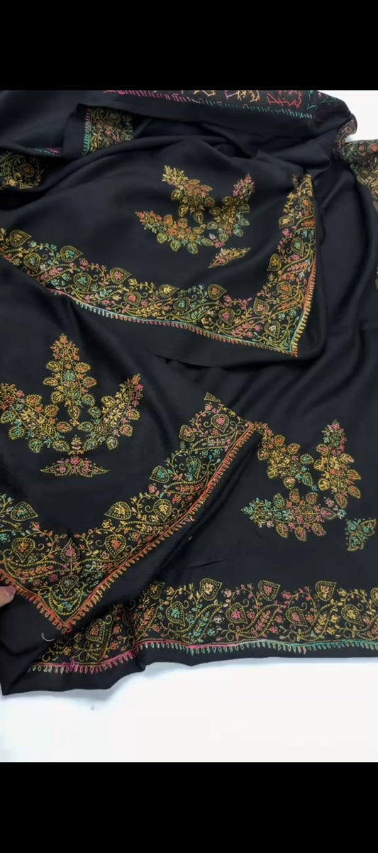 🖤 Black Kashmiri Kacha Tanka Shawl ✨