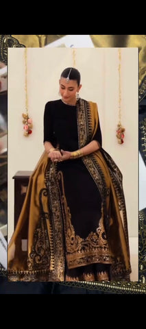 Black Silk 3-Piece Embroidered Suit