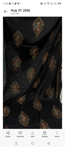 Black Kashmiri Tanka Embroidered Shawl ✨