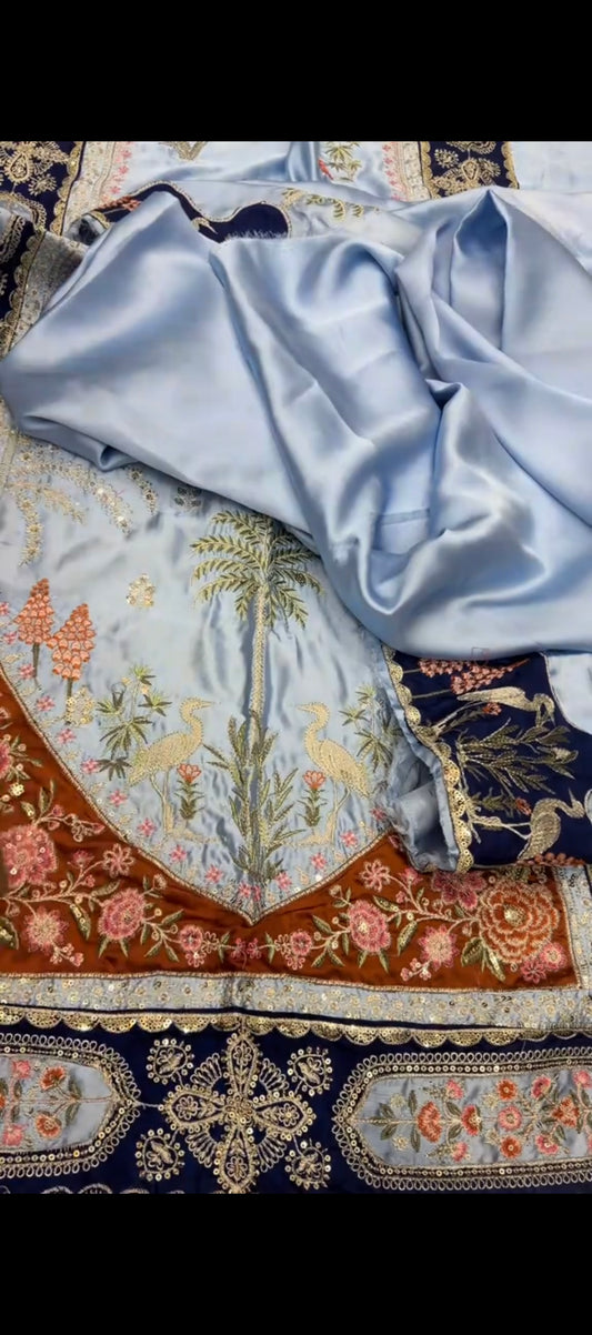 Sky Blue Silk Embroidered 2 Pc Suit ✨