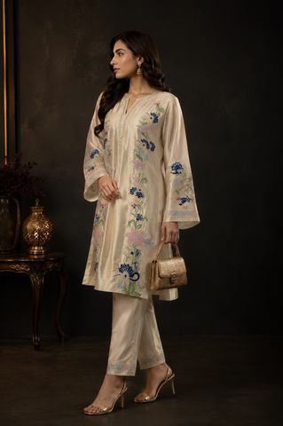 ✨ Grace in Every Stitch – 2 Piece Silk Embroidered Suit ✨