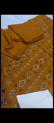 🌼 Mustard Chicken Kari Embroidered 2-Piece Suit 🌼