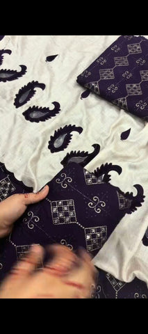 Purple Velvet Work – 3 Piece Embroidered Suit