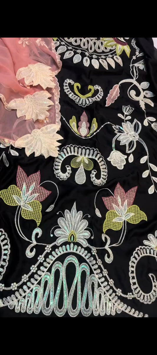 3 Piece Luxury Embroidered Silk Suit ✨