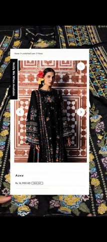 ✨ Elegant Black Dhanak Embroidered Suit – 3 Piece