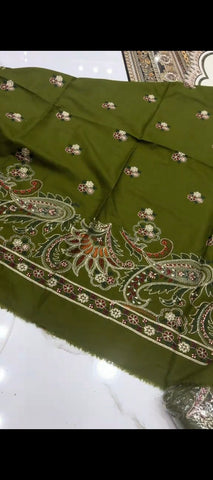 🌿 3PC Breeze Dhanak Wool Embroidered Suit With Colourful Shawl Embroidery