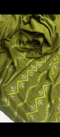 🌿 3PC Dhani Dhanak Embroidered Suit with Jacquard Shawl