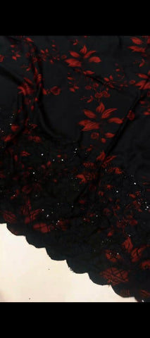 🖤🍷 BLACK & MAROON ELEGANCE — 3PC DHANAK SUIT